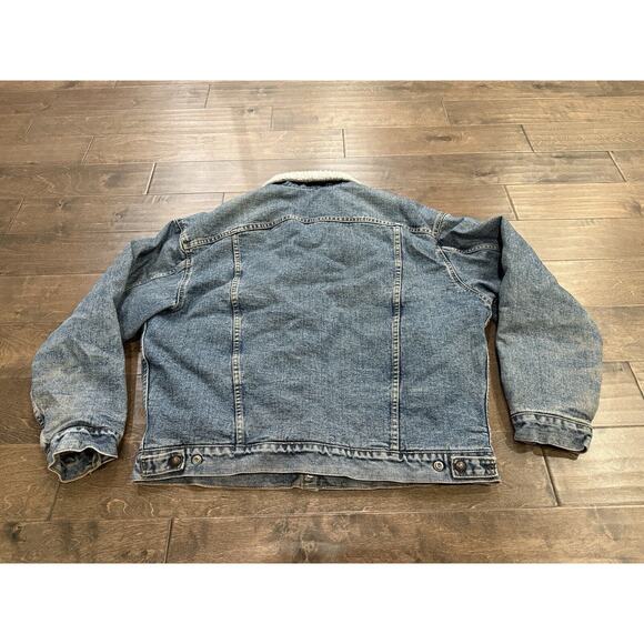 Vtg Levi's Authentic Mens Blue Sherpa Lined Denim Jacket Size XL Made In USA - Picture 3 of 10